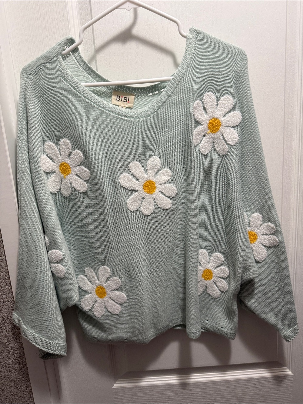 BiBi Mint Green Daisy Crewneck Sweater